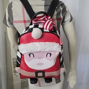 Luv Betsey Johnson Santa Claus Mini Backpack Bag Christmas Vegan Leathr Faux Fur